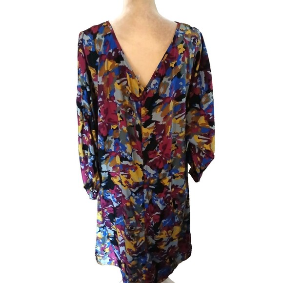 Vintage Jessica London lightweight dress sz 18 rich floral tones deep v - Picture 5 of 5